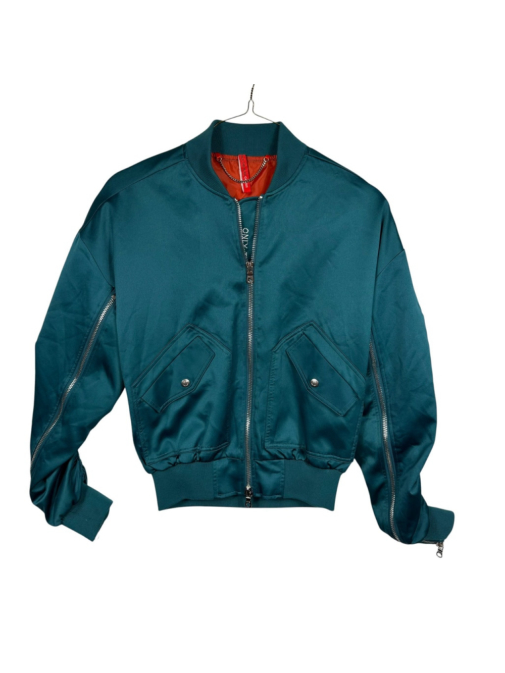 Only The Blind Signature Bomber Jacket Pine Green Satin Full Zip Mens Small